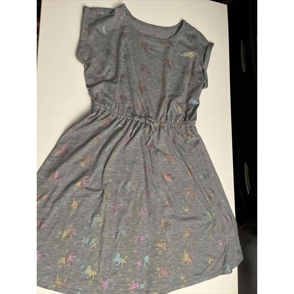 Childrens Grey Rainbow Unicorn Dress Xxl (16)